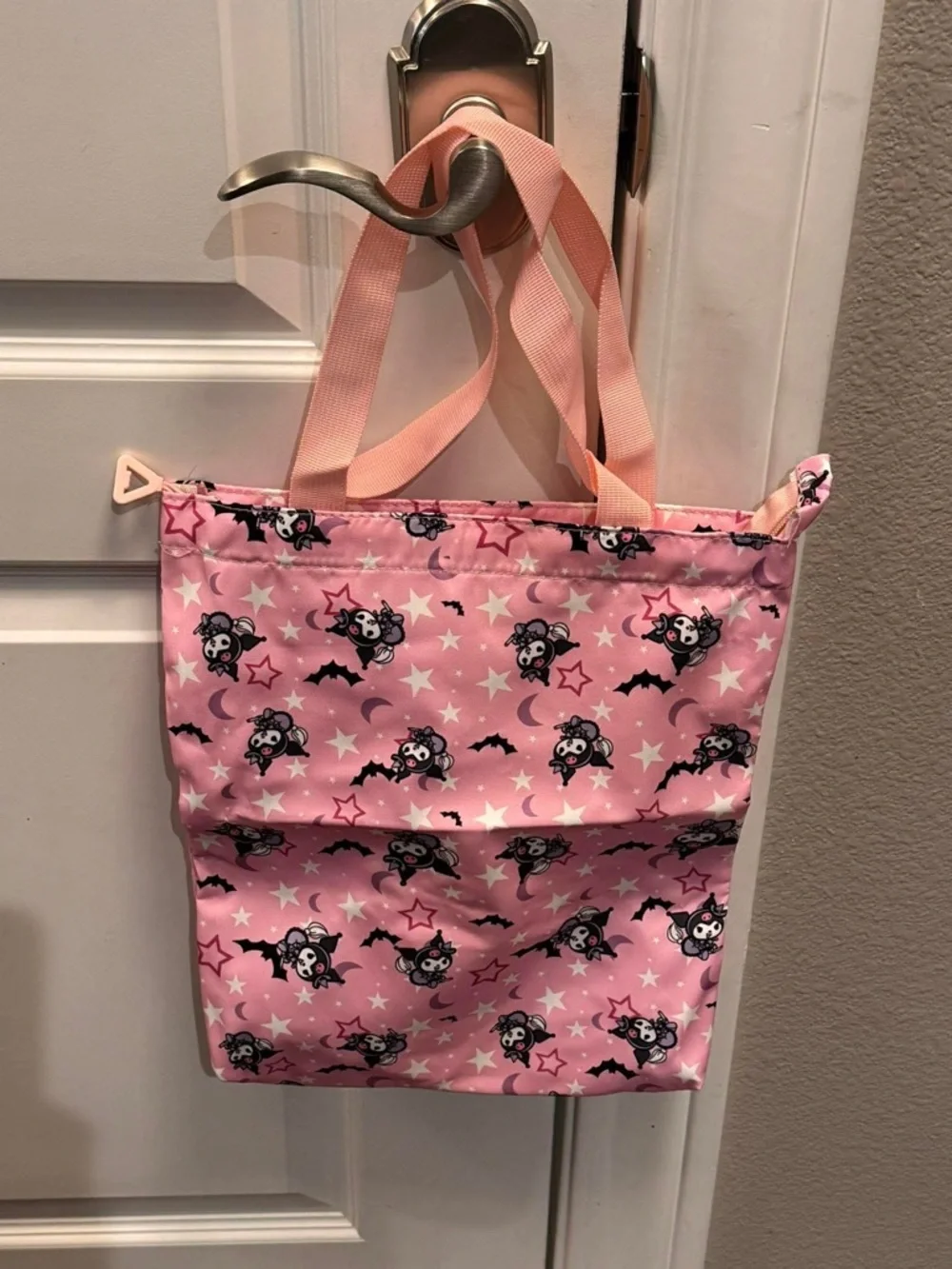 Kuromi 4pc set small zipper tote, phone cross body, zipper pouch, & pencil case
